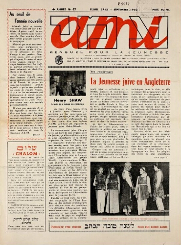 Ami : Mensuel pour la Jeunesse. Vol.04 N°37 (01 sept. 1952)